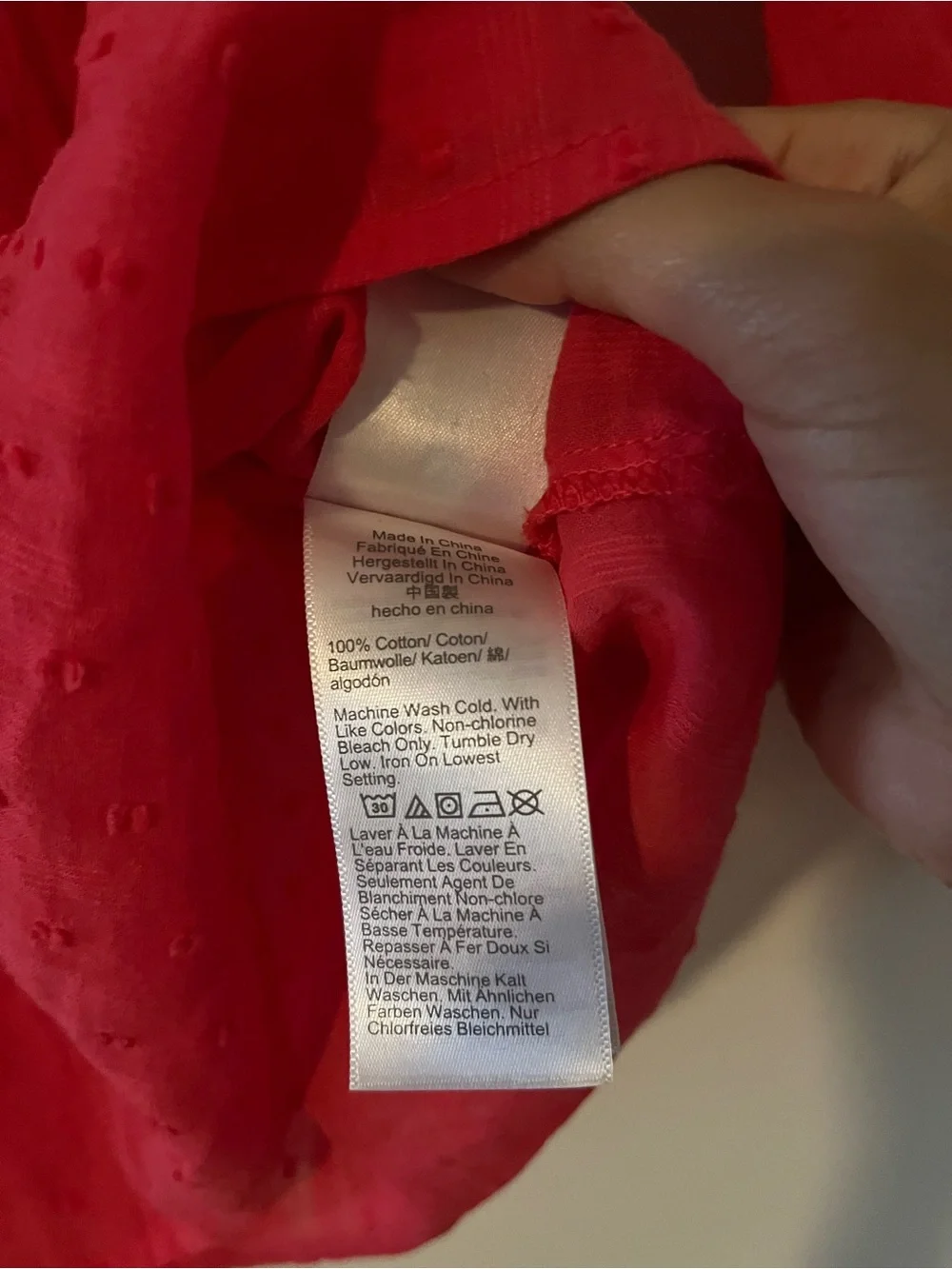 J Crew Red Swiss Dot 100% Cotton Peasant Top Small Petite Cottagecore Prairie